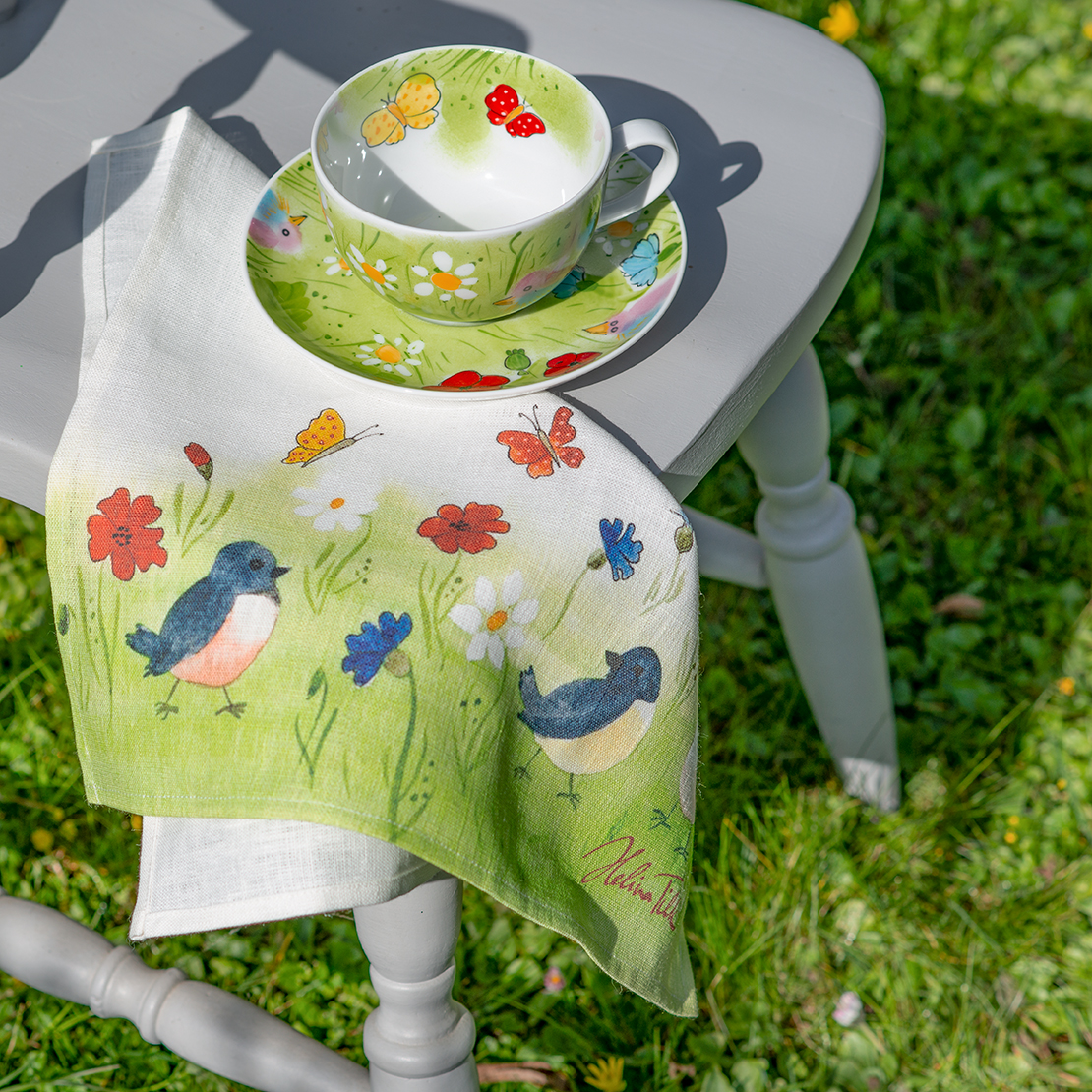 SERVIETTE Sommervogel, Sonewashed Leinen