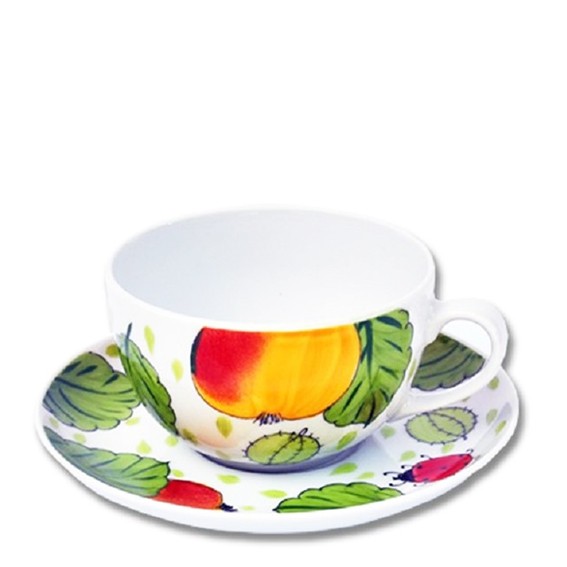 Apfel Tasse mit Unterteller 0,45 l Apfel Tasse mit Unterteller 0,45 l