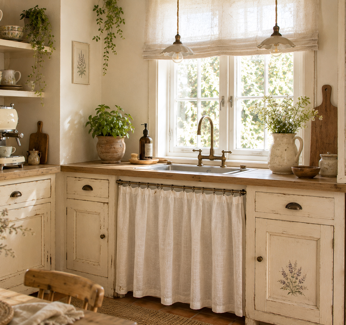Nischenvorhang aus stonewashed Leinen nach Maß – Landhausstil Weiß | Schulz HOMEWEAR Kopie