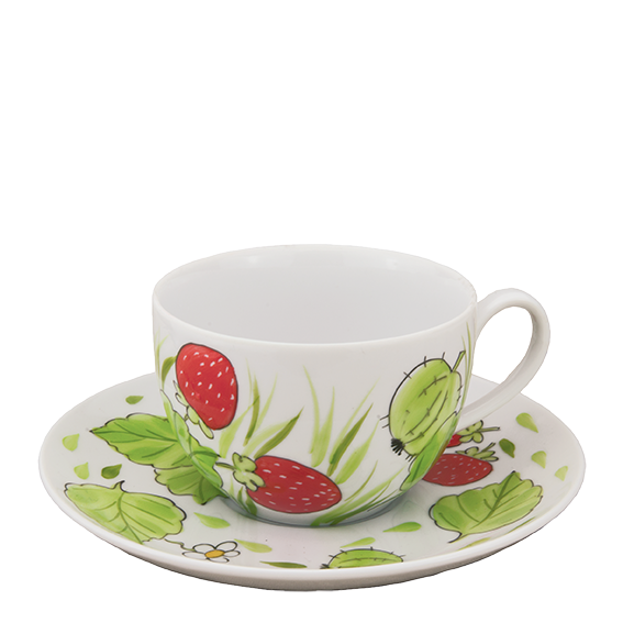 Erdbeeren Tasse mit Unterteller 0,25 l